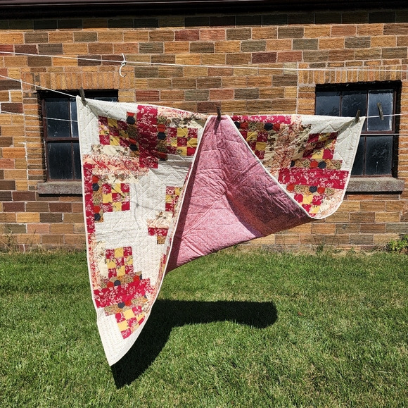 Handmade Shabby Chic Patchwork Quilt - 74"x74", Floral Vintage Style - Picture 2 of 5